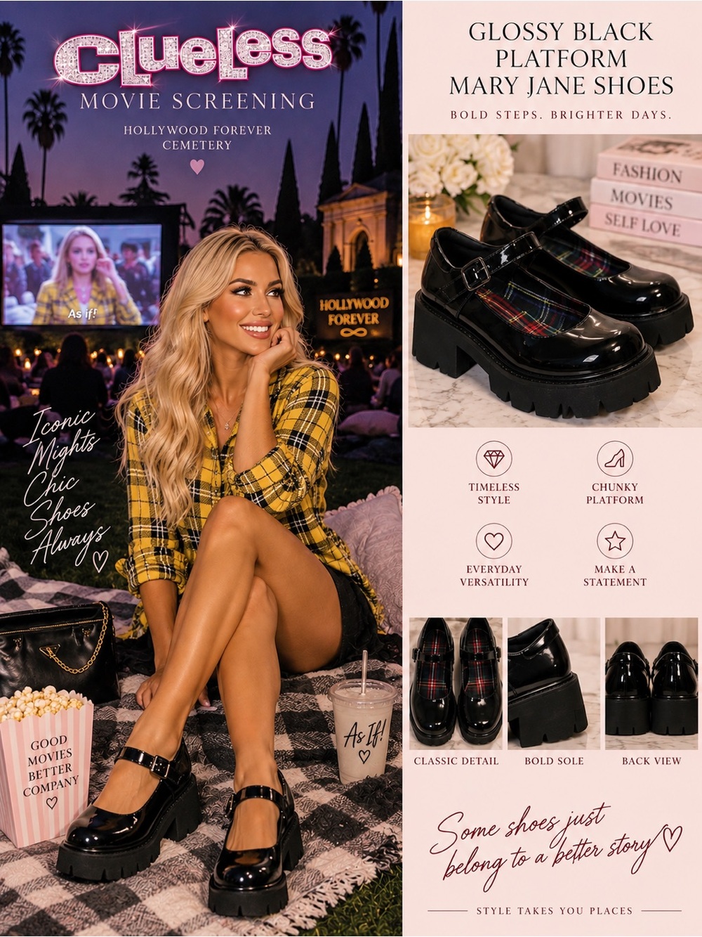 Glossy Black Platform Mary Jane Shoes